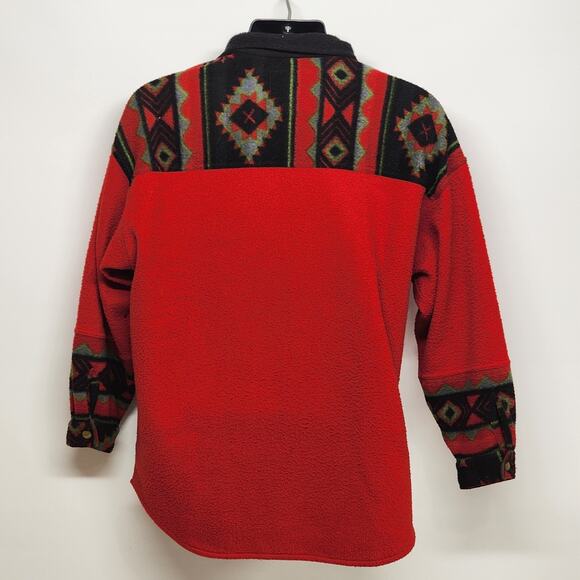 Bugle Boy Southwestern Fleece Shirt Jacket Mens Large Navajo Print Polyester 90s - Picture 8 of 16